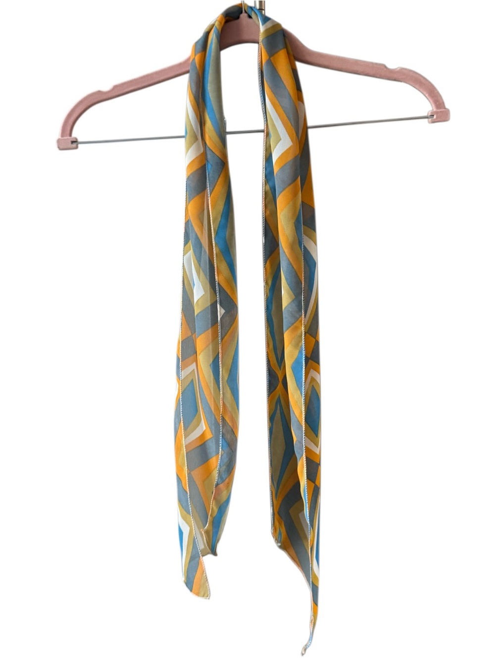 Geometric Print Neck Scarf in Mustard & Teal - Women's Accessory